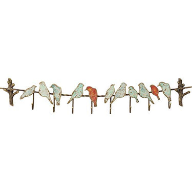 Kare Design Wandgarderobe Bird Party, Grün/Rot, Garderobenleiste, Stahlgestell, mit 8 Haken, Vintage-Stil, 19x102x6 cm (H/B/T) im Sale